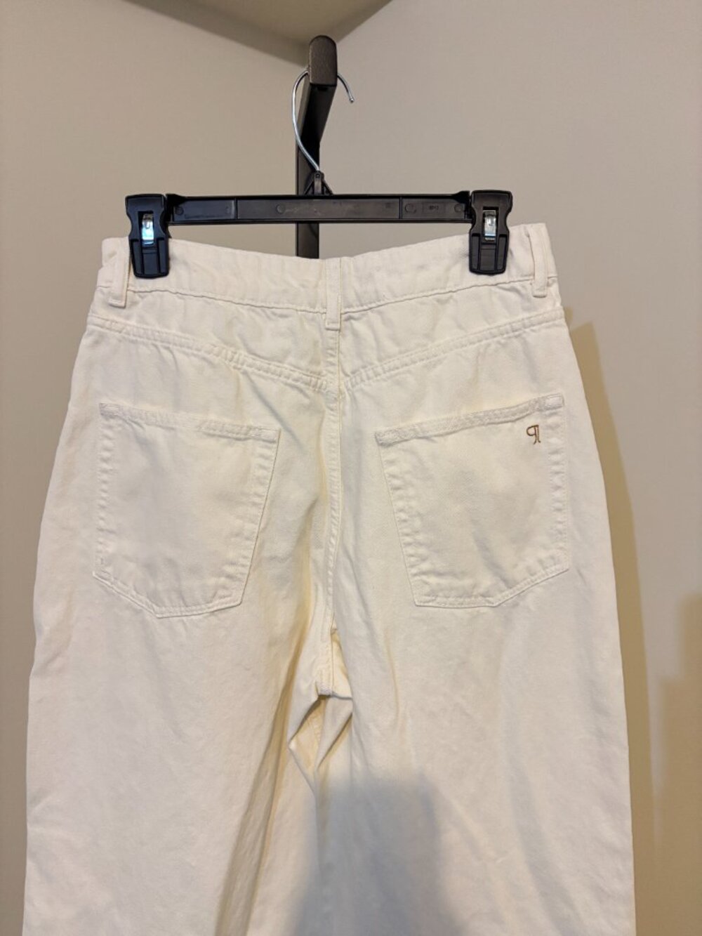 Anthropologie Pilcro Cotton White Wide Leg Ruffle Hem Jeans - Picture 12 of 15